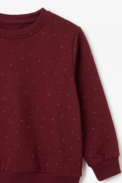 Bordo (5-10 Yaş)  Komple Taşlı Biyeli  Oysho Kumaş Kız Çocuk Mevsimlik Takım 494987