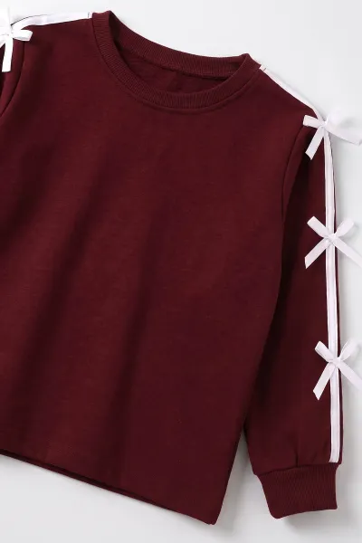 Bordo (5-10 Yaş) Kurdela Şeritli Oysho Kız Çocuk Mevsimlik Takım 481813