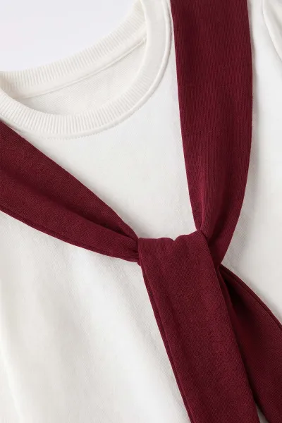 Bordo (6-15 Yaş) Taş Baskılı Fularlı Oysho Kız Çocuk Takım 497487