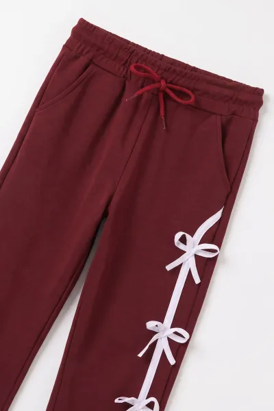 Bordo (5-10 Yaş) Tek Kurdela Detaylı Oysho Kumaş Kız Çocuk Mevsimlik Takım 494978