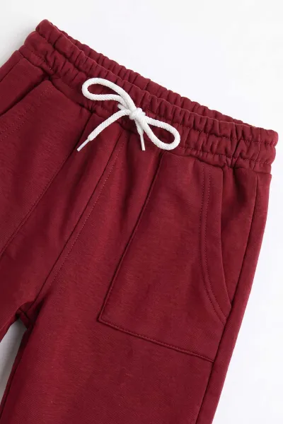 Bordo (5-12 Yaş) Baskısız Düz 3 İp Şardonlu Kız Çocuk Kışlık Takım 481358