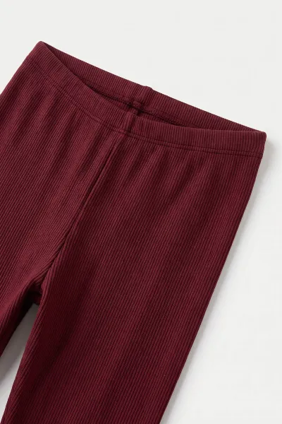 Bordo (5-12 Yaş)Kaşkorse Fitilli Kız Çocuk Tayt 493356