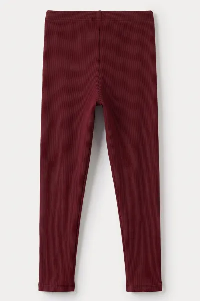 Bordo (5-12 Yaş)Kaşkorse Fitilli Kız Çocuk Tayt 493356