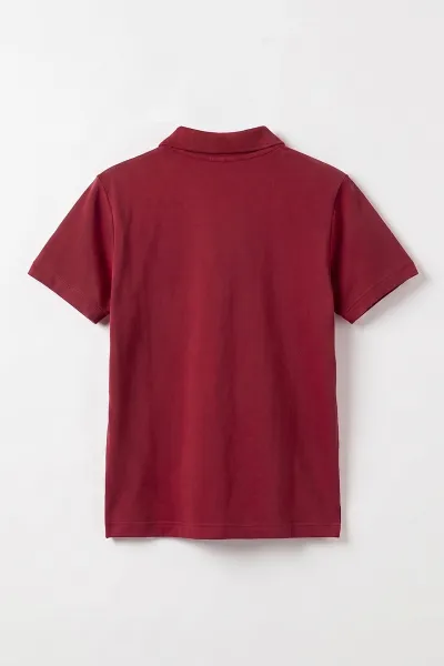 Bordo (5-13 Yaş) Kısa Kol Polo Yaka Unisex Çocuk Okul Tişörtü 487041