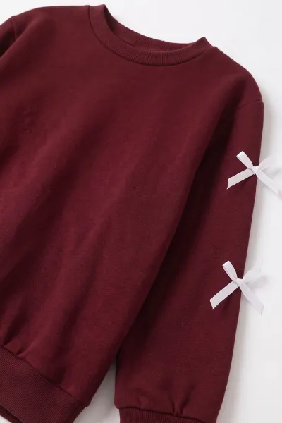 Bordo (5-15 Yaş) Fiyonklu Oysho Kız Çocuk Takım 497694