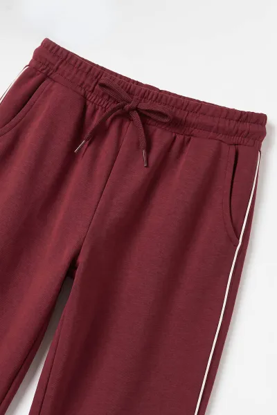 Bordo (5-15 Yaş) Kıl Biyeli Kapüşonlu Hırkalı  Oysho Kız Çocuk Takım 497490
