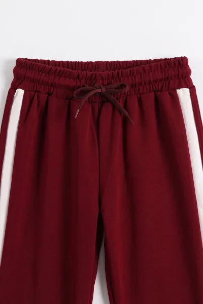 Bordo (5-15 Yaş) Kurdela Şeritli Fermuarlı Hırkalı Oysho Kız Çocuk Takım 497690