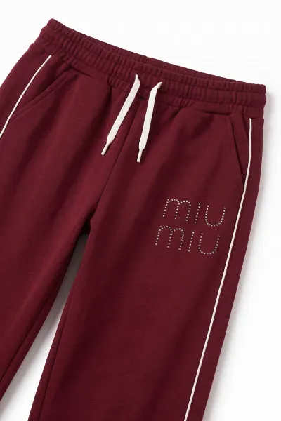 Bordo (5-15 Yaş) Miu Miu Taş Baskılı Oysho Kız Çocuk Takım 497697