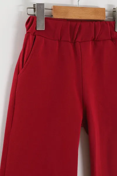 Bordo (5-8 Yaş)Bol Paça Kız Çocuk Eşofman Altı 463987