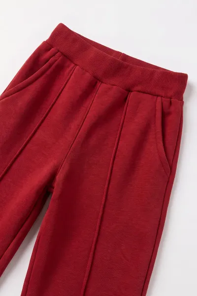 Bordo (5-9 Yaş) Fiyonk Nakışlı 3 İp Şardonlu Kız Çocuk Kışlık Takım 499616