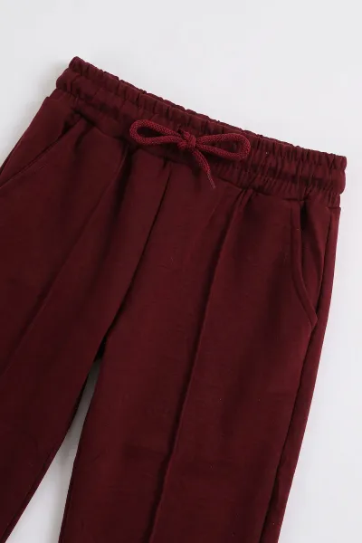 Bordo (6-10 Yaş)Oysho Kumaş Çiçek Aplikeli  Çimalı Kız Çocuk Takım 479224