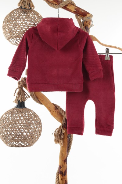 Bordo (6-18 ay) Peluş Cepli Kız Çocuk Takım 138474