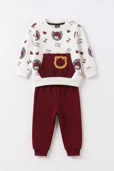bordo-6-24-ay-aslan-nakisli-ici-sardonlu-uc-ip-erkek-bebek-takim-495754