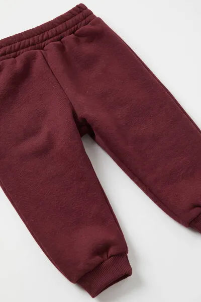 Bordo (6-24 Ay) C Baskılı Triko Hırkalı Erkek  Bebek 3'lü Takım 482586