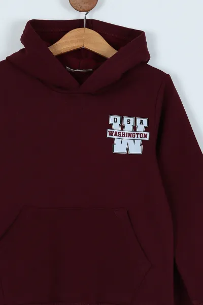 Bordo (6-9 Yaş) Baskılı Üç İp Şardonlu Erkek Çocuk Takım 239284