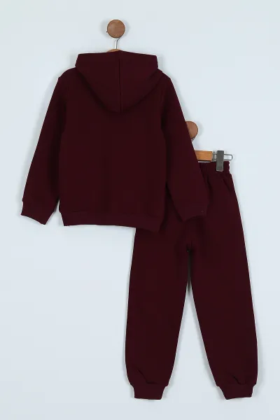 Bordo (6-9 Yaş) Baskılı Üç İp Şardonlu Erkek Çocuk Takım 239284