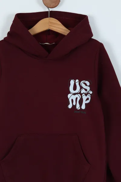 Bordo (6-9Yaş) Baskılı Üç İp Şardonlu Erkek Çocuk Takım 239286