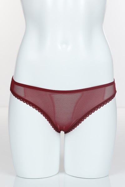 Bordo 6226 Bikini Ön Tül Arka Yan Şerit Dantel Ortada İpler Külot 102430