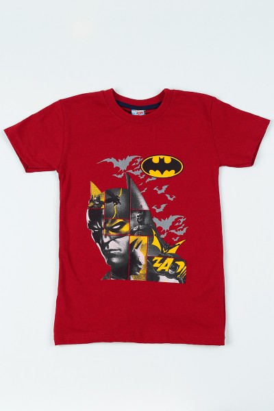 Bordo (7-12 yaş) Batman Baskılı Erkek Çocuk Tişört 108328