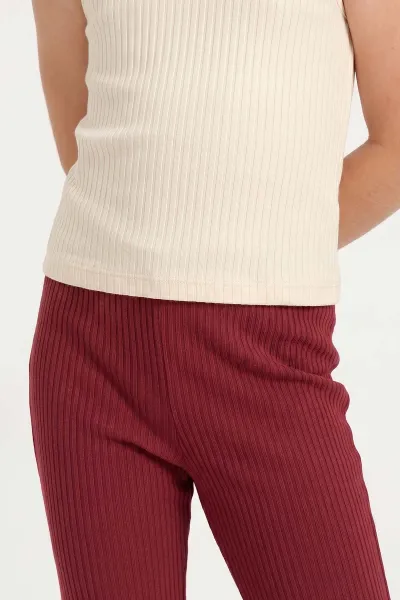 Bordo (7-12 Yaş)Tek Omuz İp Baskılı İspanyol Taytlı Kız Çocuk Takım 351847