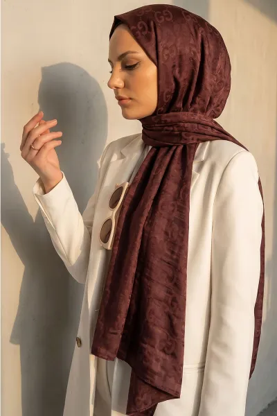 Bordo 70x180 Cm Elegance Premium Pamuk Jakar Şal 475023