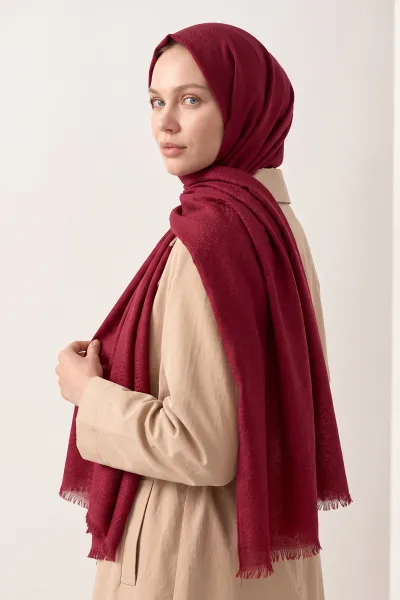 Bordo 70x180 Cm Mimoza Premium Jakarlı Pamuk Şal 494025