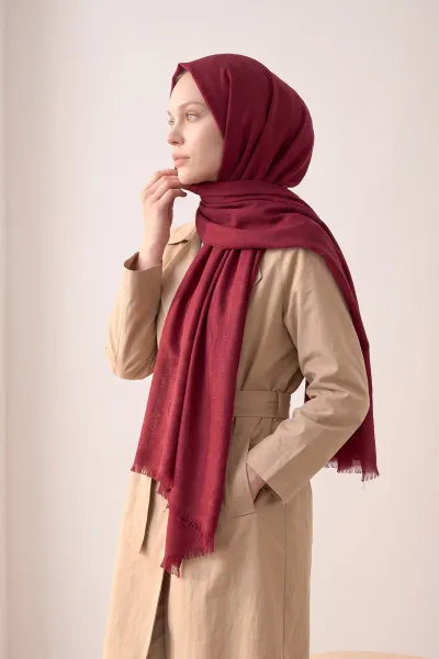 Bordo 70x180 Cm Mimoza Premium Jakarlı Pamuk Şal 494025