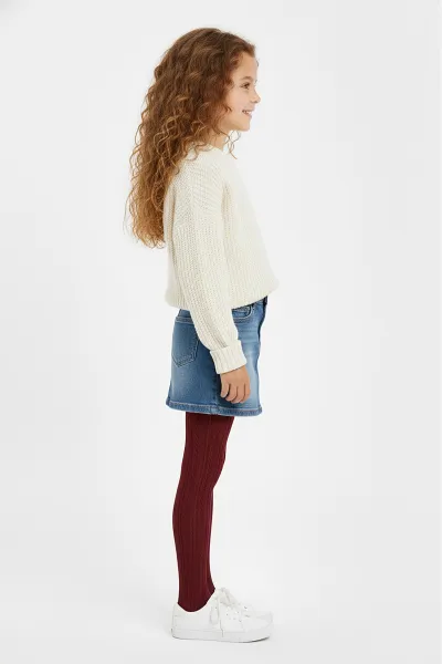 Bordo 71 Penti  Pretty  Knit 80  Den Triko Kız Çocuk Külotlu Çorap 421831
