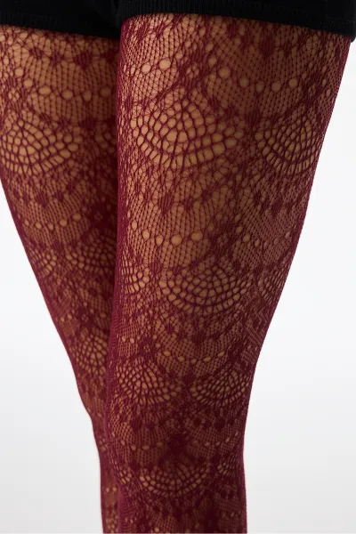 Bordo 71 Penti Soft File Geometrik Desenli Kadın Külotlu Çorap 498324