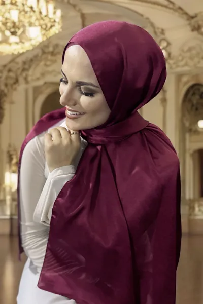 Bordo 75x180 Cm Janjanlı Abiye Şal 373165