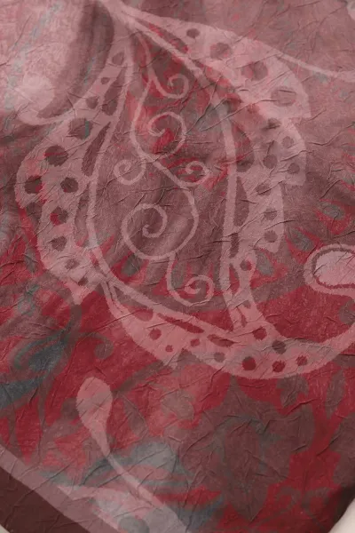 Bordo 75x180 Cm Our Fashion Dijital Baskılı Desenli Bambu Kraş Şal 408679