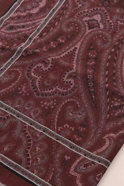 Bordo 75x180 Cm Our Fashion Dijital Baskılı Desenli Bambu Kraş Şal 408727