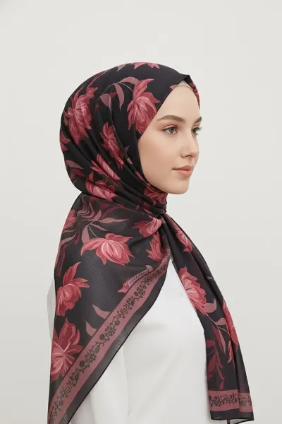 Bordo 75x180 Cm Our Fashion Dijital Baskılı Desenli Soft Şal 408657