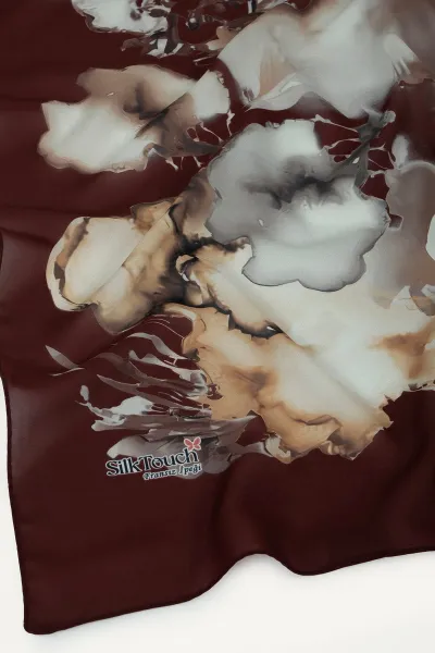 Bordo 75x190 Cm Desenli Fransız İpeği Şal 432705
