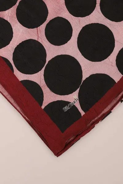 Bordo 75x190 Cm Dijital Büyük Puantiye Desenli Kraş Şal 444501