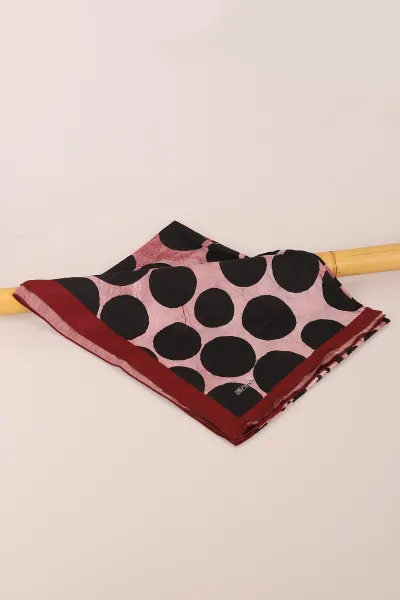 Bordo 75x190 Cm Dijital Büyük Puantiye Desenli Kraş Şal 444501