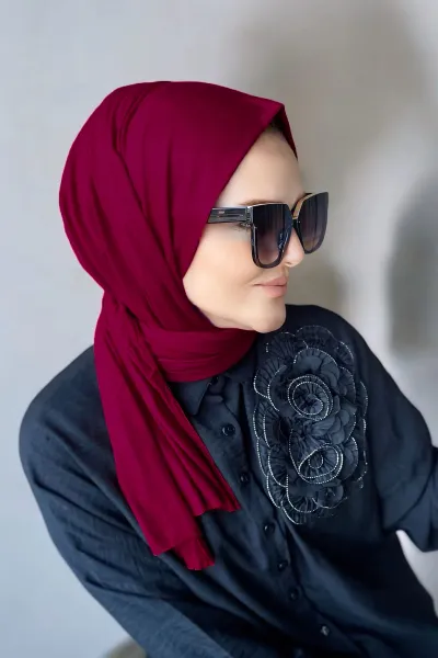 Bordo 75x190 Düz Penye Şal 287334
