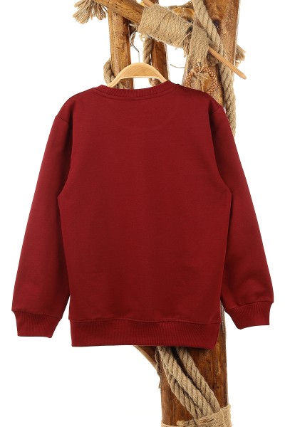 Bordo (9-12 Yaş) Never Gıve Up Baskılı Erkek Çocuk Sweat 150916