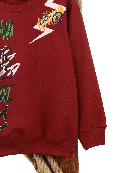 Bordo (9-12 Yaş) Now Nug Baskılı Erkek Çocuk Sweat 150932
