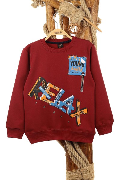 bordo-9-12-yas-relax-baskili-erkek-cocuk-sweat-150944