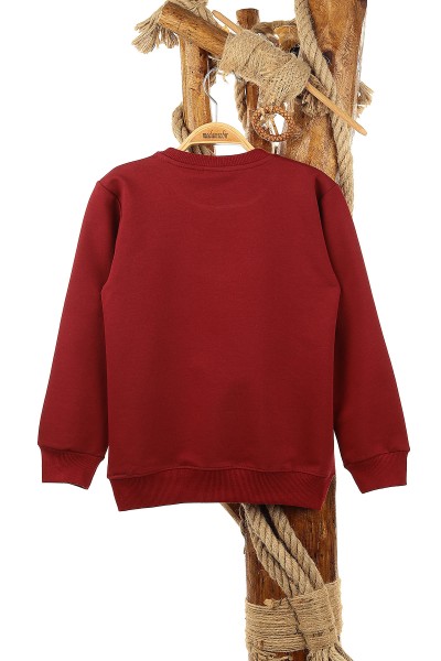 Bordo (9-12 Yaş) Relax Baskılı Erkek Çocuk Sweat 150944