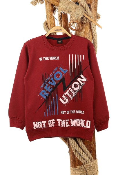Bordo (9-12 Yaş) Revol Baskılı Erkek Çocuk Sweat 150922