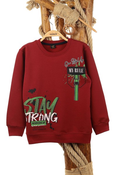bordo-9-12-yas-stay-strong-baskili-erkek-cocuk-sweat-150908