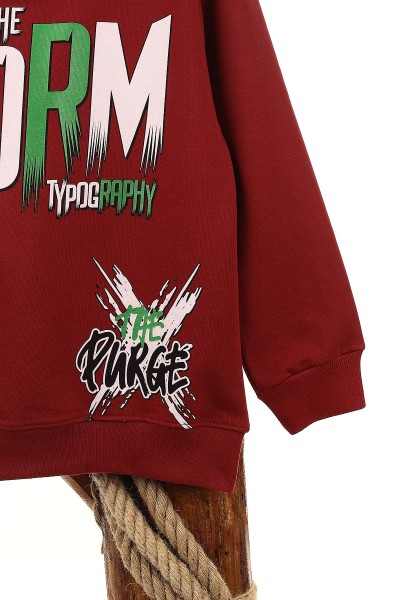 Bordo (9-12 Yaş) The Storm Baskılı Erkek Çocuk Sweat 150950