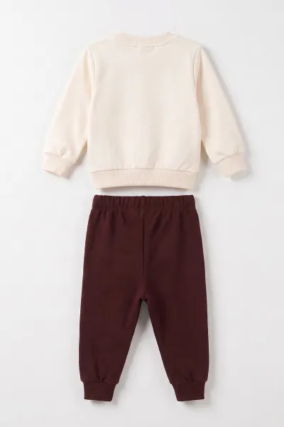 Bordo (9-24 Ay) Baskılı Ponpon Detaylı  Kız Bebek Takım 476165