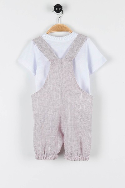 Bordo (9-24 Ay) Hayvan Nakışlı Düğmeli  Erkek  Bebe Takım 169454