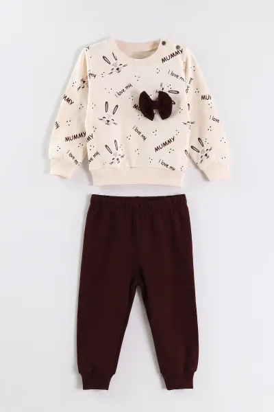 Bordo (9-24 Ay)Fiyonklu Çıtçıtlı İki İp Kız Bebek Takım 476431