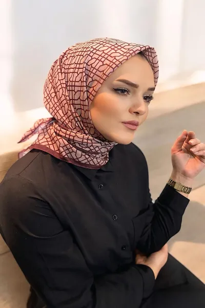 Bordo 90x90 Cm Dijital Baskı Koza Desenli Pamuk Eşarp 349475