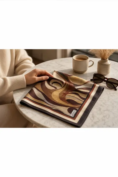 Bordo 90x90 Cm Dijital Baskılı Armonia Desen Soft Eşarp 498620