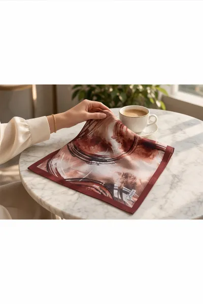 Bordo 90x90 Cm Dijital Baskılı Eddy Desen Soft Eşarp 498502
